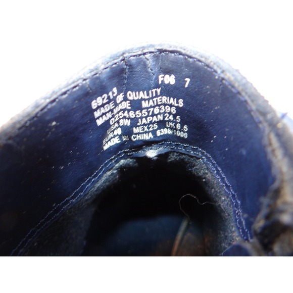 Basic Editions Womens Navy Blue Suede Ankle Boots Wedge Heel Side Zip Size 8W - Picture 6 of 10